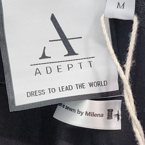 Adeptt Women's Ruched Details Black Collared Balloon Dress Sz M - Picture 6 of 10